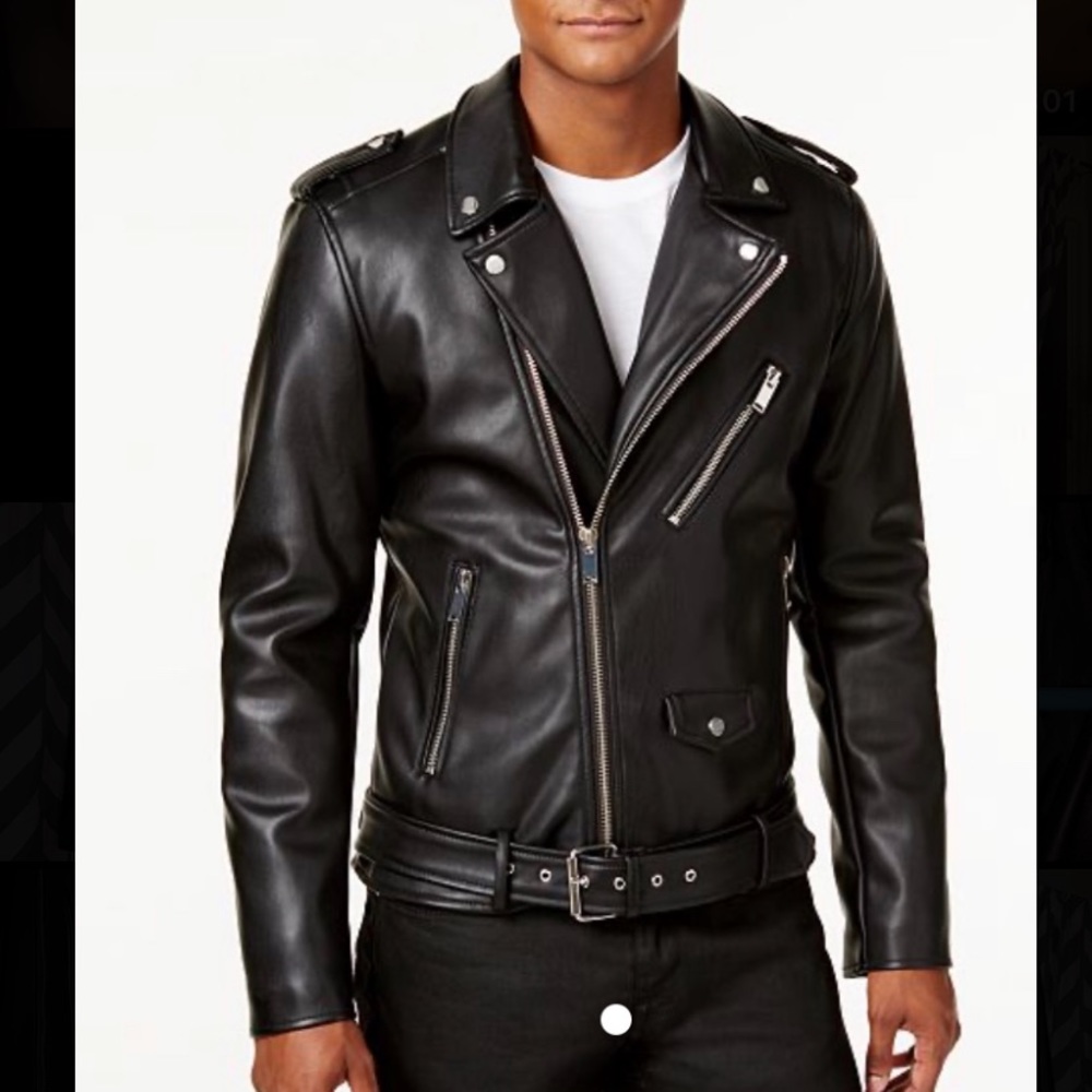 GUESS men’s faux leather moto jacket